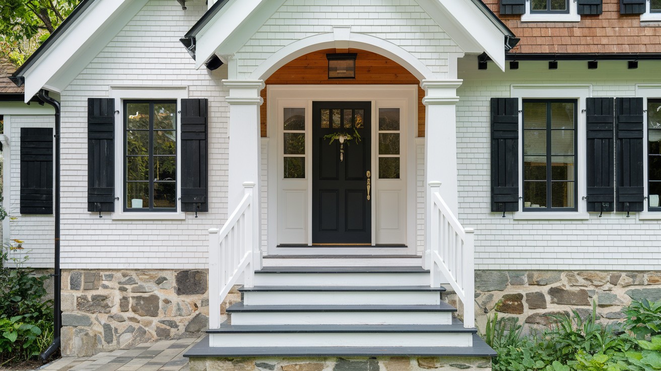 Stone and White Trim